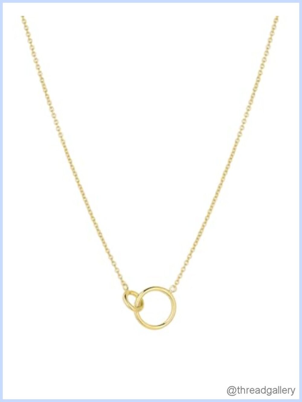 18k Gold Plated Adjustable Necklace Interlocking Charm 18-Inch Slide Closure
